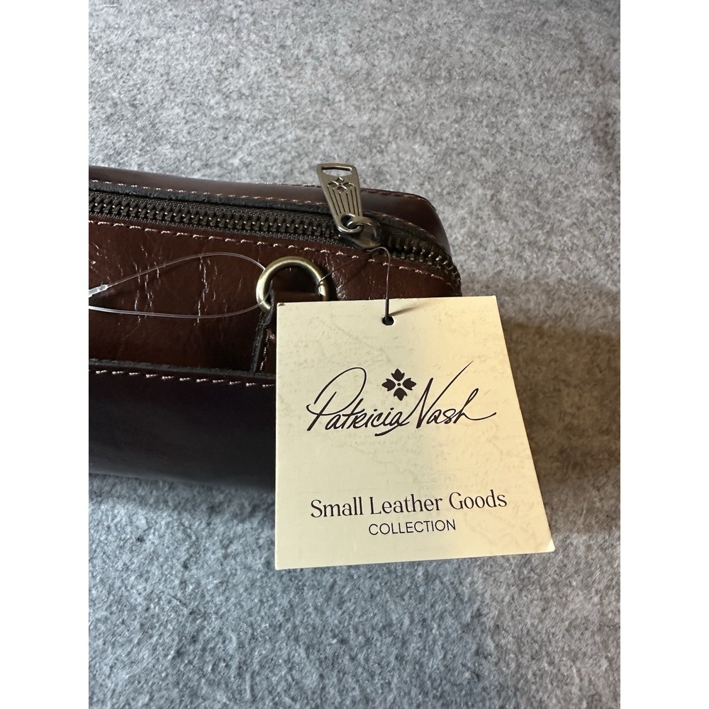 Patricia Nash Leather Joliet Pouch Crossbody Cognac Brown NWT - Picture 3 of 7